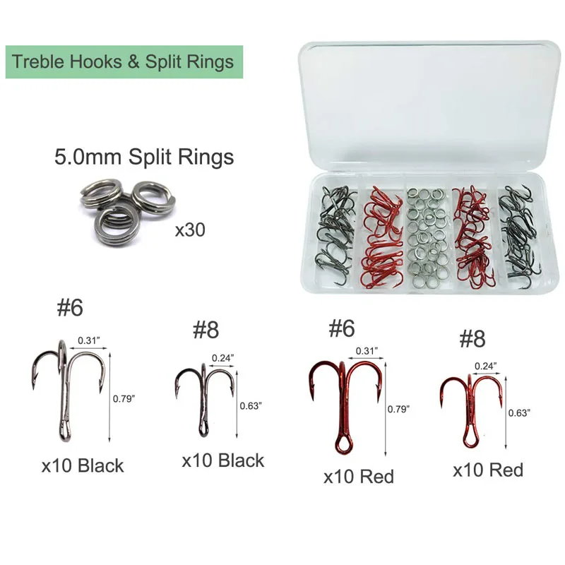 Juego de cebos duros para pesca, anzuelos triples, anillos divididos, accesorios para Señuelos de Pesca, 268 unids/set por Set - imagen 3