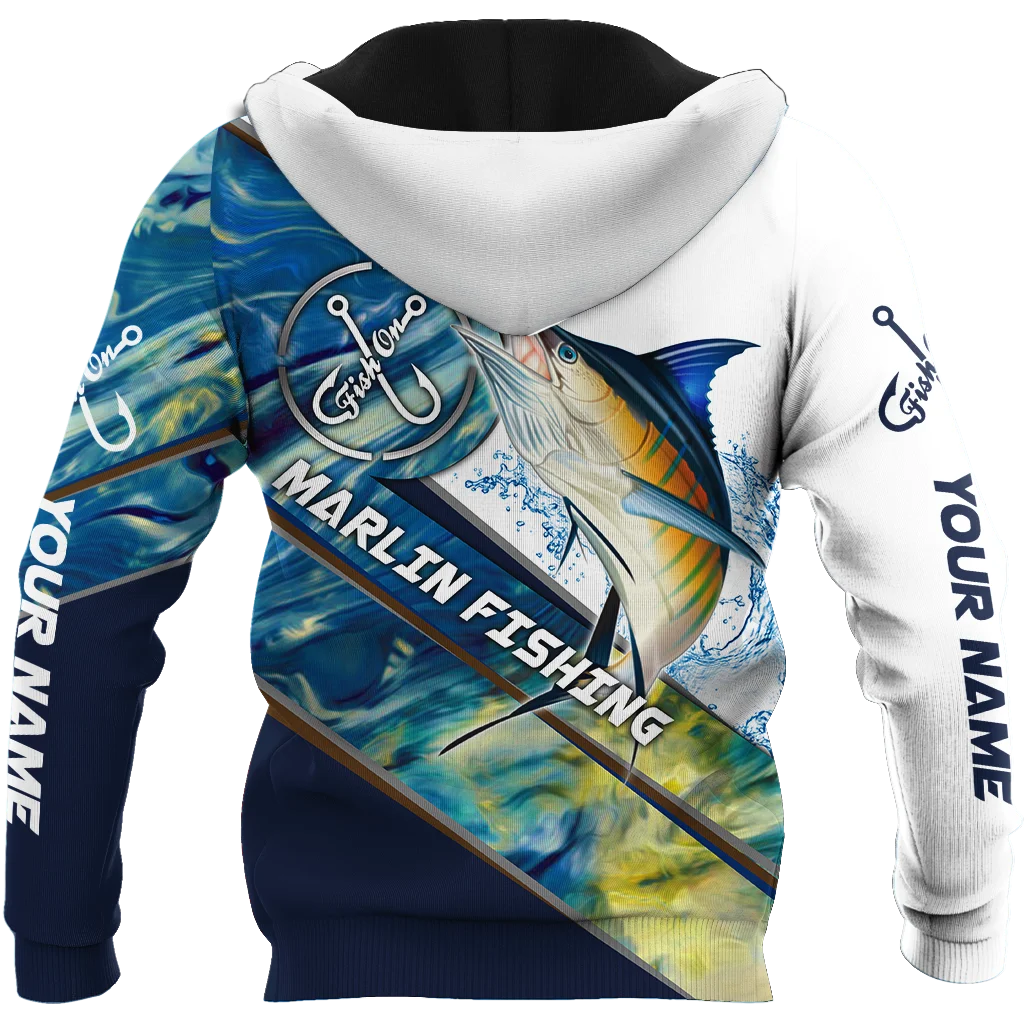 Nombre personalizado Marlin Fishing camo diseño 3D impreso hombres Sudadera con capucha y sudadera otoño Unisex cremallera sudaderas con capucha ropa deportiva Casual KJ846 - imagen 3