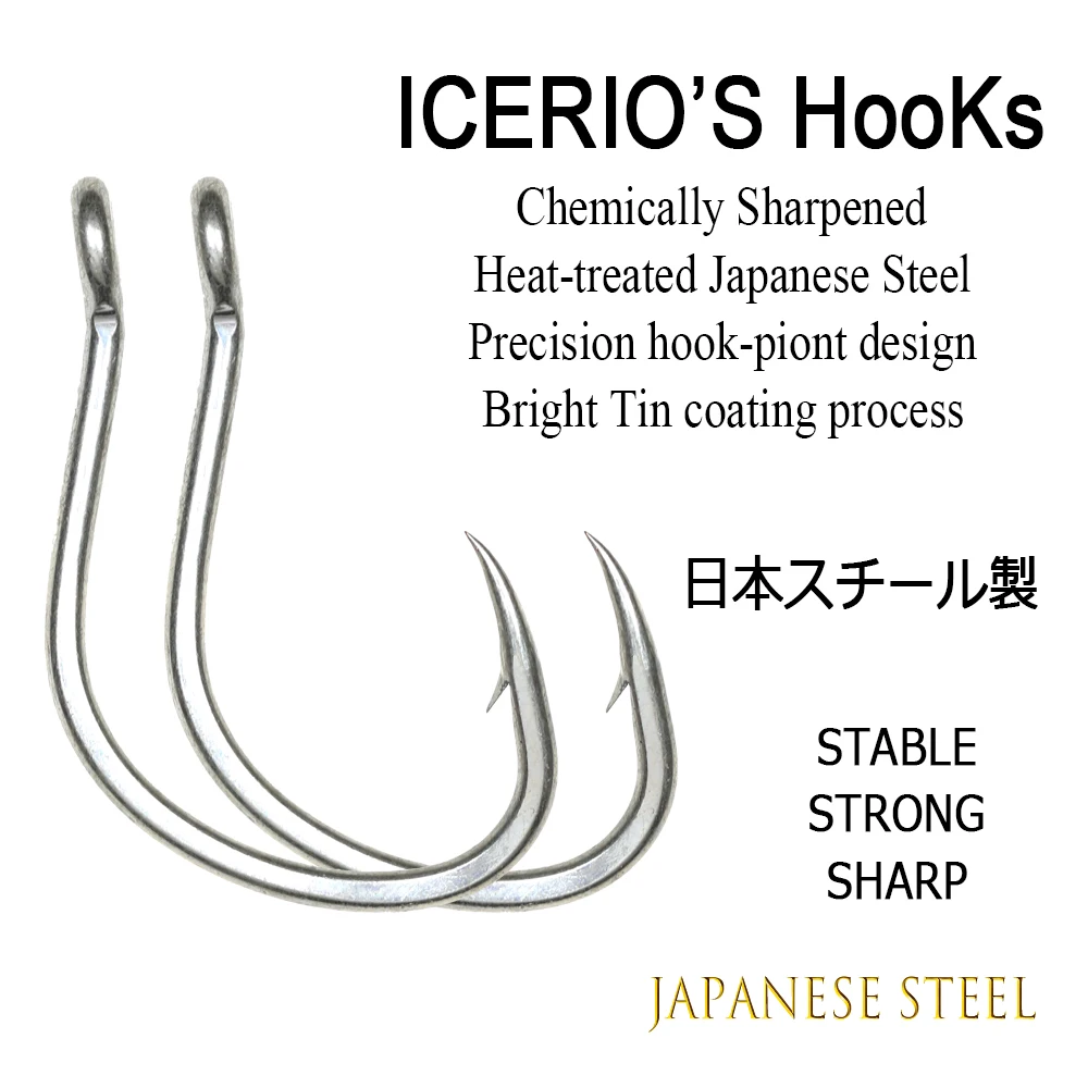 ICERIO 10/20 piezas de estaño brillante Kirbed puntos lento Jigging ayudar gancho Pike JS-3 pesca en agua salada contra la corrosión atraer ganchos - imagen 3