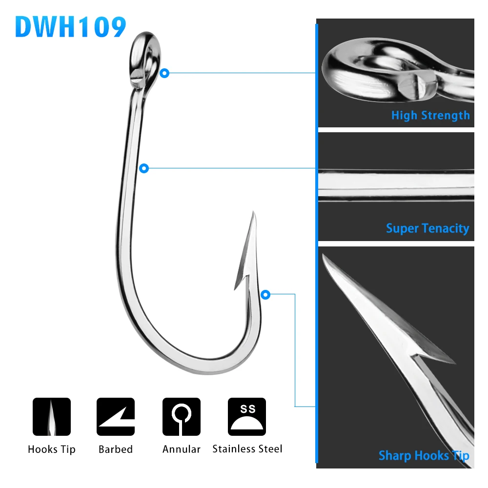 PROBEROS-anzuelos de pesca de agua salada, 1 paquete, 6/0-7/0-8/0-9/0-10/0 #, anzuelos de espada de acero inoxidable, anzuelos de pesca Jigging - imagen 3