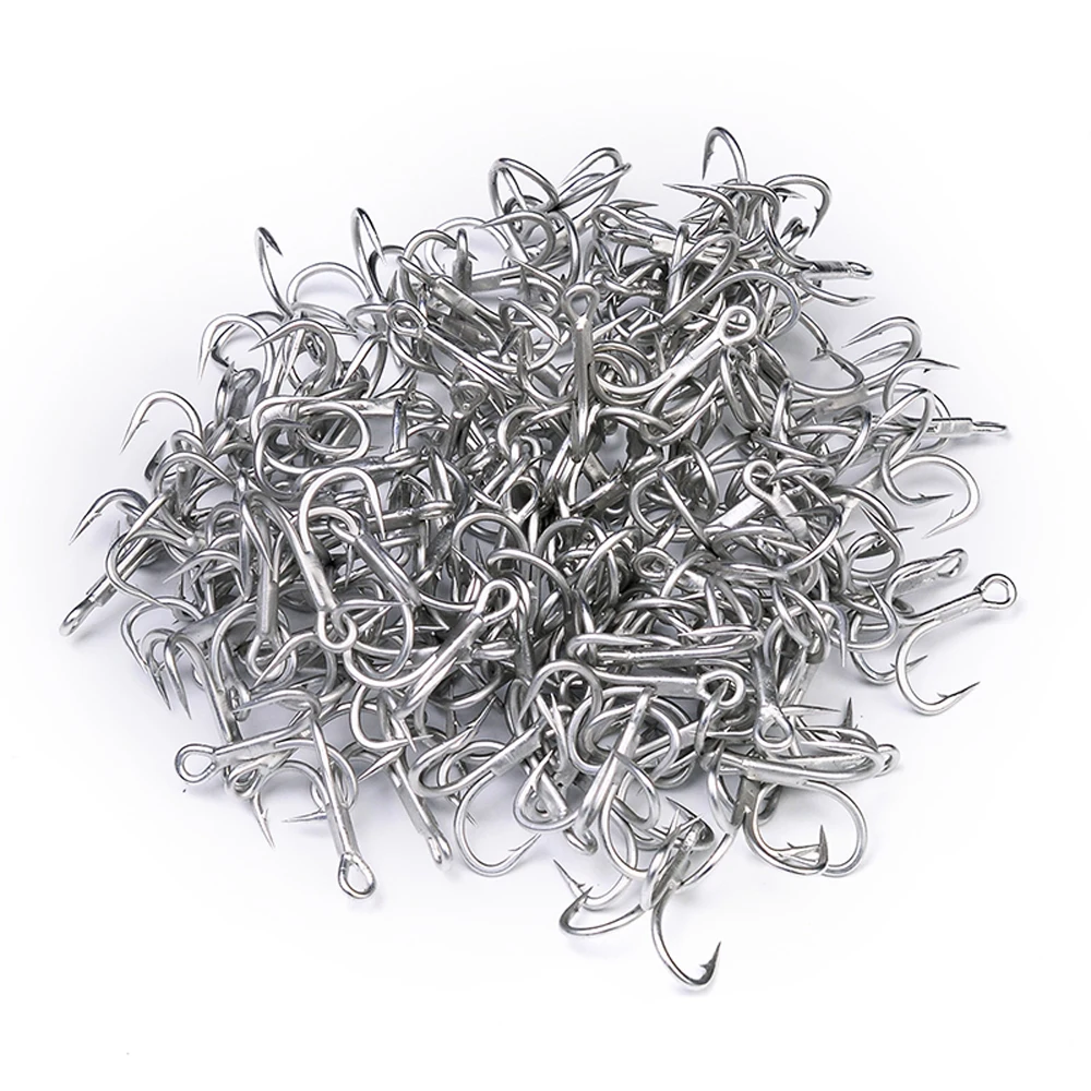 Anzuelos de pesca de acero de alto carbono, anzuelos triples plateados, súper afilados, blancos para agua salada, aparejos de mar de alta resistencia, 50 unids/lote - imagen 5