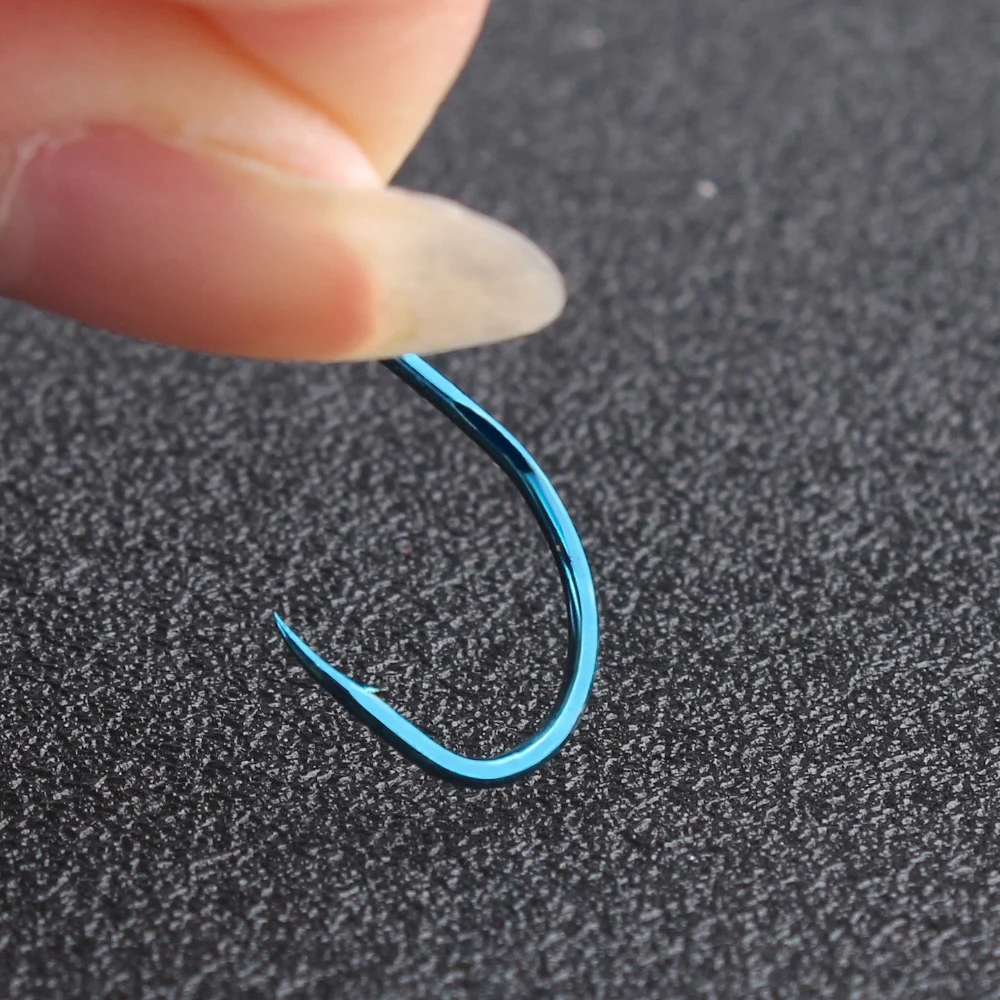 NGB 50PCS Anzuelo de pesca de carpa de acero rico en carbono plano 1-10 #   Accesorios de alimentador de un solo gancho con púas circulares de agua dulce - imagen 3