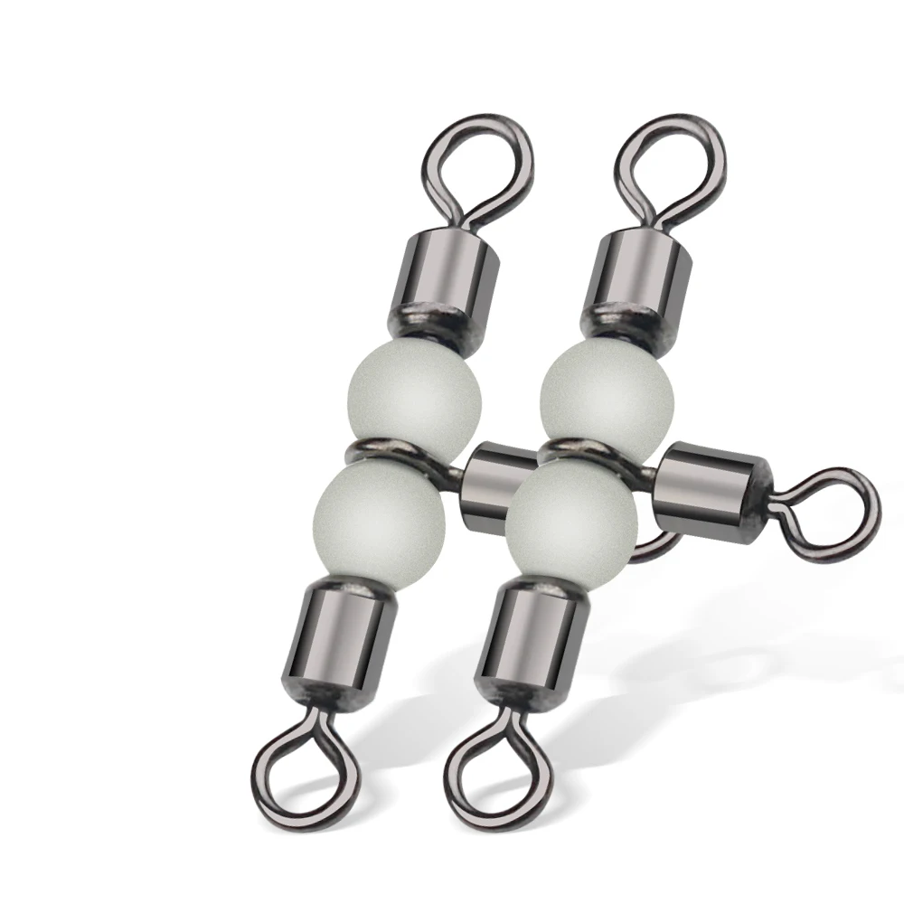 DNDYUJU 5/20 piezas conector giratorio de pesca rodamiento 3 vías forma de T anzuelo señuelo línea conector aparejos de pesca cuenta luminosa - imagen 4