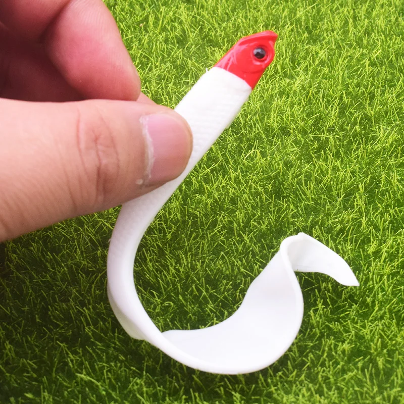 Señuelos de Pesca suaves con ojos 3D, cebo Artificial de silicona, 12cm, 6g, cola larga, anzuelo, Wobblers, 1 unidad - imagen 3