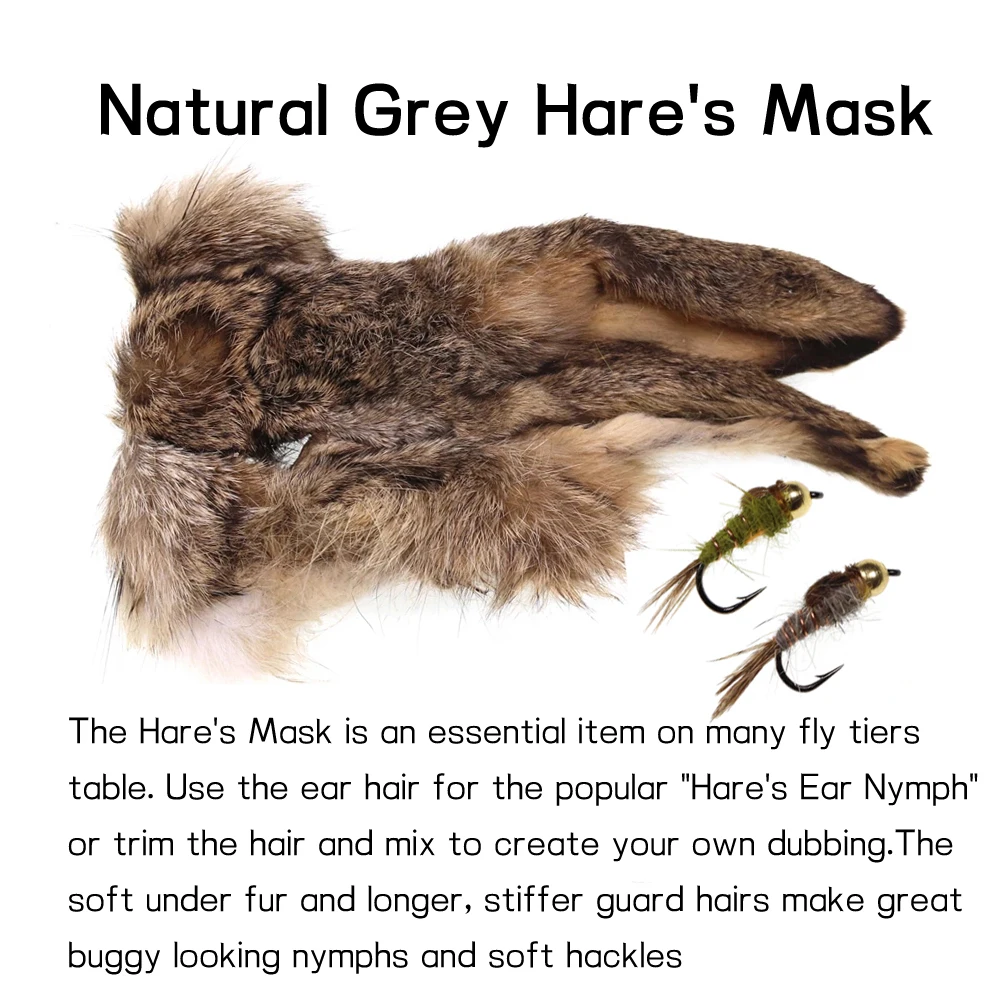 Máscara de liebre Natural y teñida, Material de doblaje de piel de conejo Natural para moscas, ninfa, oreja de liebre, señuelo de mosca, atado de cebo, 1 ud. - imagen 2