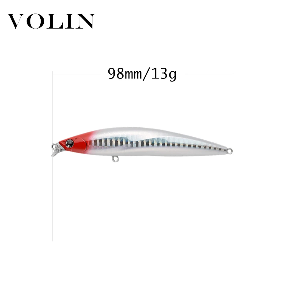 Volin llavero 2021 nuevo Wobbler Minnow señuelo de pesca lubina cebos 1pc 98mm 13g with2 ganchos de pesca Pesca señuelo - imagen 2