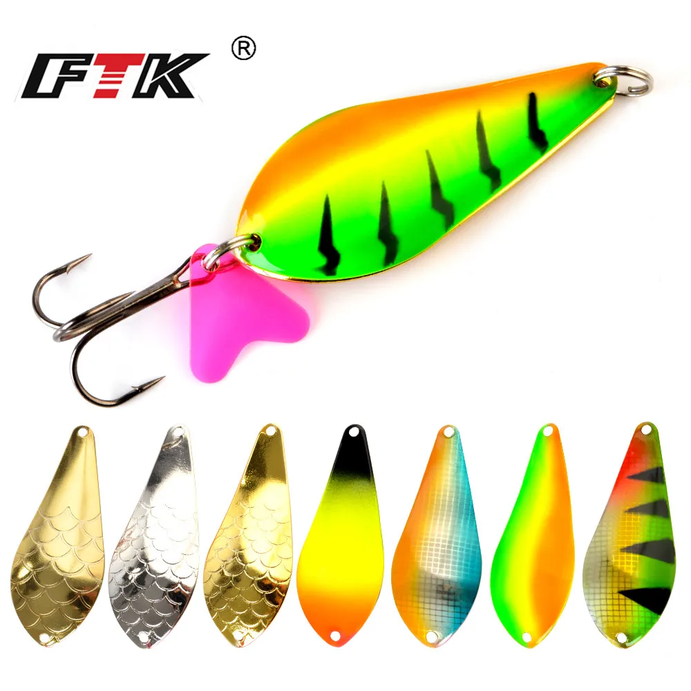 FTK-señuelo de Pesca giratorio de Metal, 8 colores, cebo duro, cuchara de 23g/27g/35g, 6,8/7,5/8,5 cm con gancho, aparejos de Pesca Wobbler