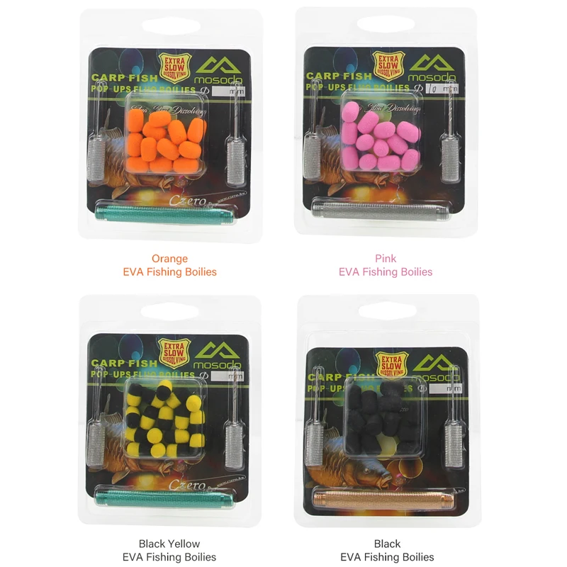 Mosodo-Boilies de pesca de carpa, Pill Float Beads Eva 8mm x 12mm Pop Up insípido cebo amarillo negro, 12 Uds., señuelo emergente en embalaje de tarjeta - imagen 3