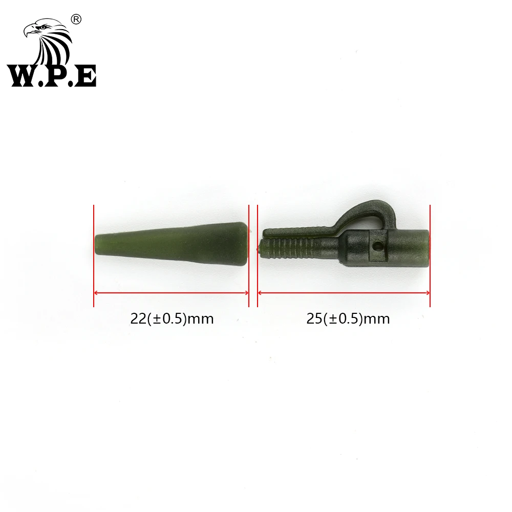 W.P.E-Juego de Clips de plomo para Pesca de carpa europea, aparejos de Terminal, cono de goma de cola de seguridad, Kit de accesorios para Pesca de carpa, 1 juego/30 piezas - imagen 2