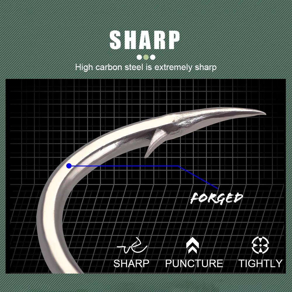 NGB 1/2 Uds. Anzuelo de asistencia de acero rico en carbono con línea de púas de agua salada, anzuelos de pesca de mar individuales y dobles, aparejos de pesca - imagen 5