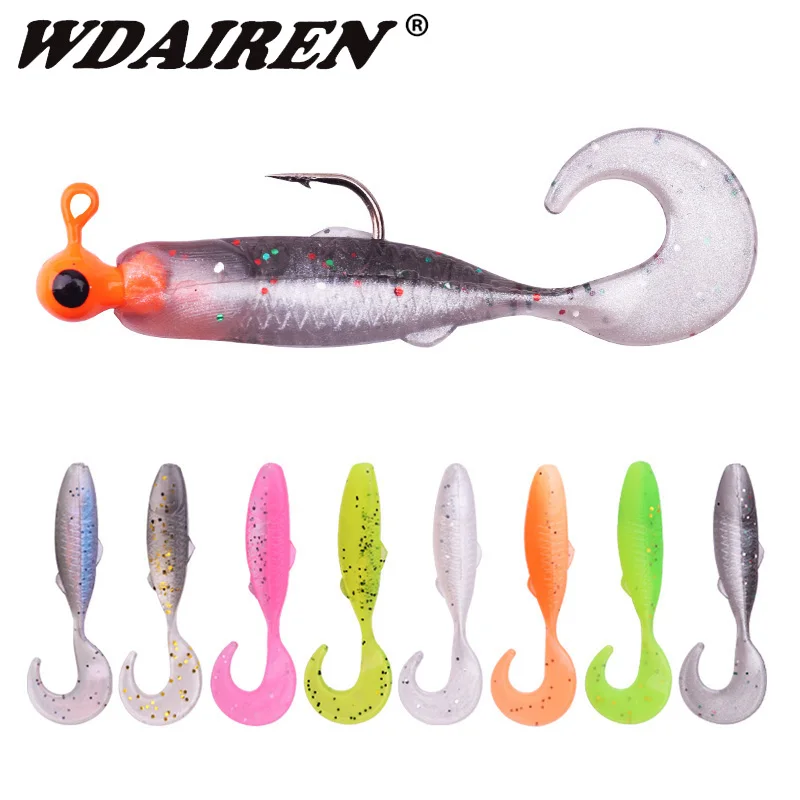 Swimbait-SEÑUELOS Wobblers de cola para pesca de carpa, aparejos de pesca artificiales de silicona suave, de 47mm y 0,7g, 20 unids/lote