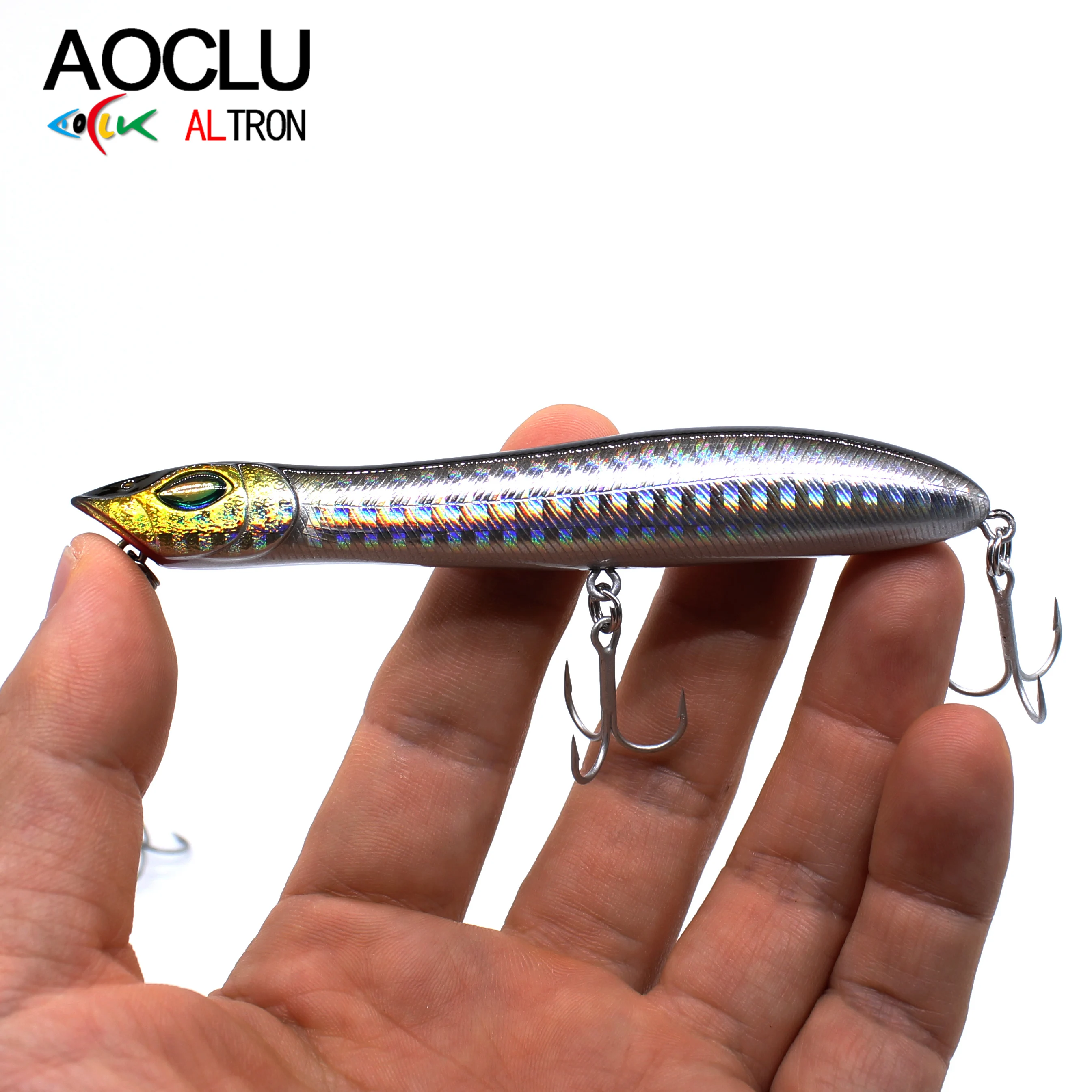 AOCLU-señuelo de pesca de 105mm, 9g, cebo duro de larga distancia, cabeza de serpiente, ojos malvados 3D - imagen 2