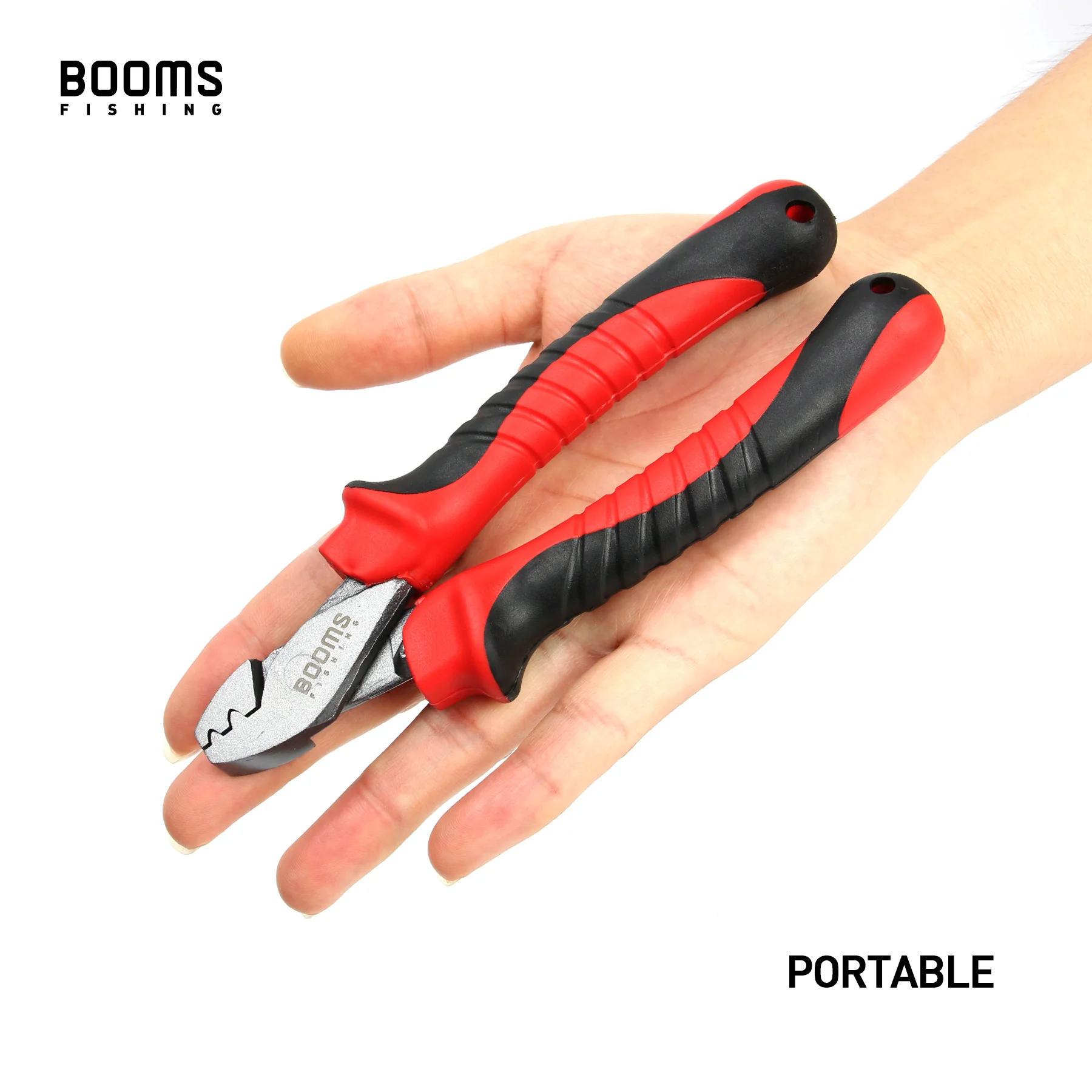 Booms Fishing CP2, alicates de engaste de pesca para mangas de un solo barril, herramientas, caja de aparejos de pesca, accesorios