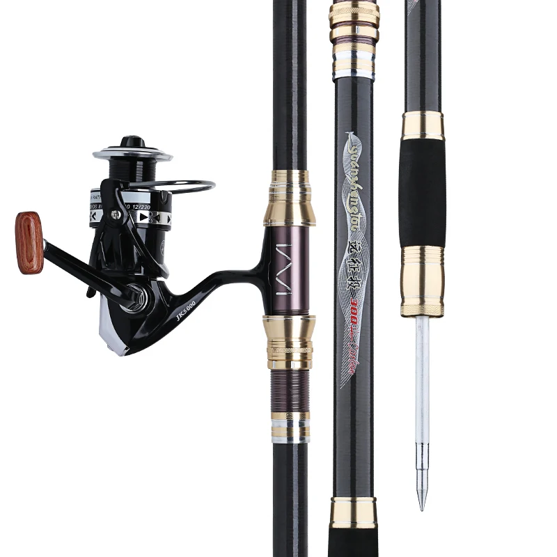 Palo de lanzamiento lejano de 2,1 M-4,5 M, fibra de carbono, pesca en roca, Olta, caña giratoria, telescópica, herramientas de pesca - imagen 2