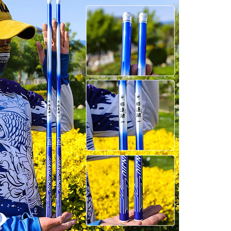 Caña de pescar potente azul violento, 7m, 8m, 9m, 10m, caña de carpa larga de carbono, desafío, arrastre máximo, 10kg, caña de mano ligera - imagen 3