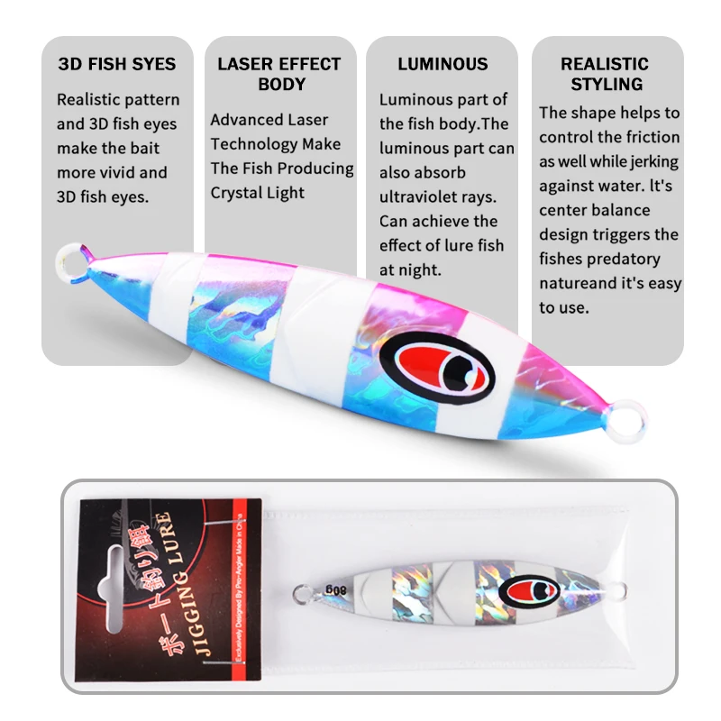 Anzuelo Artificial de hundimiento lento, cebo de Metal brillante, láser japonés - imagen 2