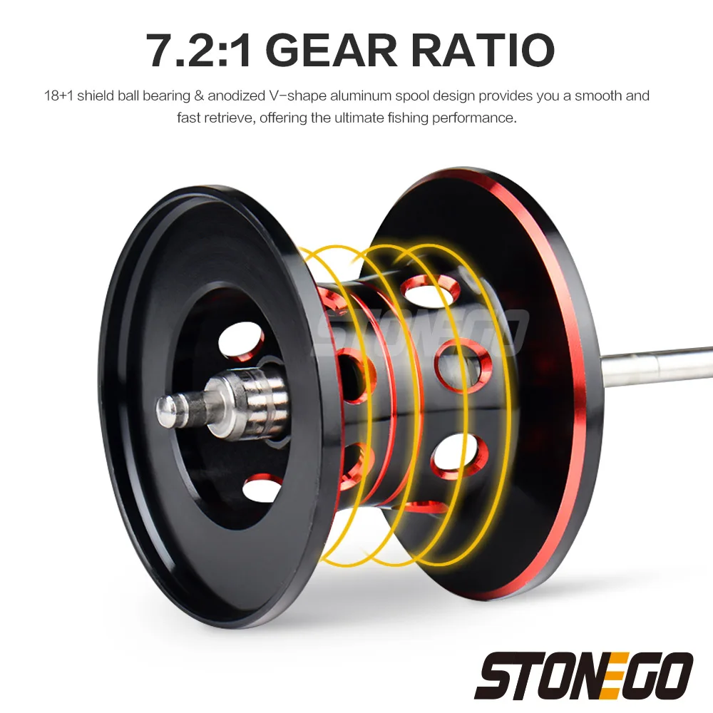 FLYSAND-carrete de pesca Baitcasting 18 + 1BB, 15,4 LB de arrastre, relación de engranaje 7,2: 1, sistema de freno magnético, rodamientos, carrete silencioso de alta velocidad - imagen 5