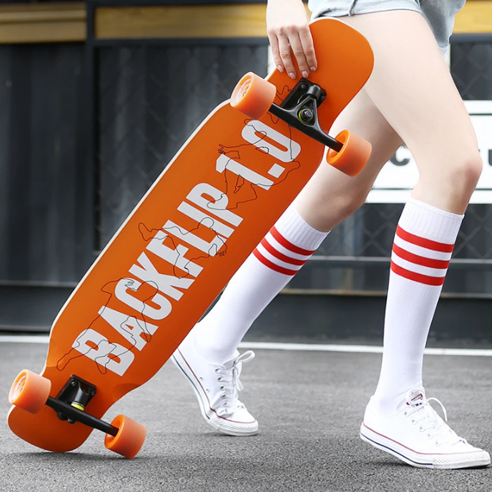 Tabla larga de Skateboard de 118cm para adultos, niños y niñas principiantes, tabla larga de baile, tabla de Skate de madera de arce - imagen 3