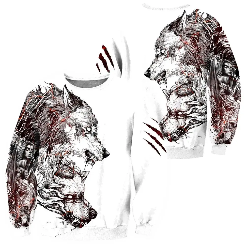 Tattoo Wolf-sudaderas con estampado 3D para hombre, ropa de calle Harajuku, Sudadera con capucha de moda, chaqueta de otoño Unisex, chándales, envío directo - imagen 4