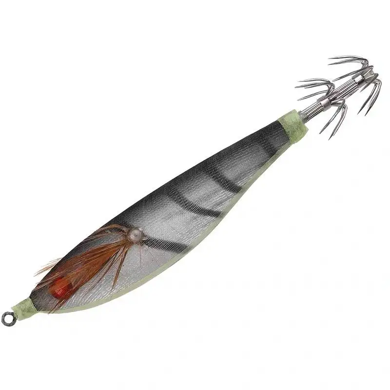 Señuelo de pesca de camarón, anzuelo de calamar, de madera, redondo, 1 unidad - imagen 2