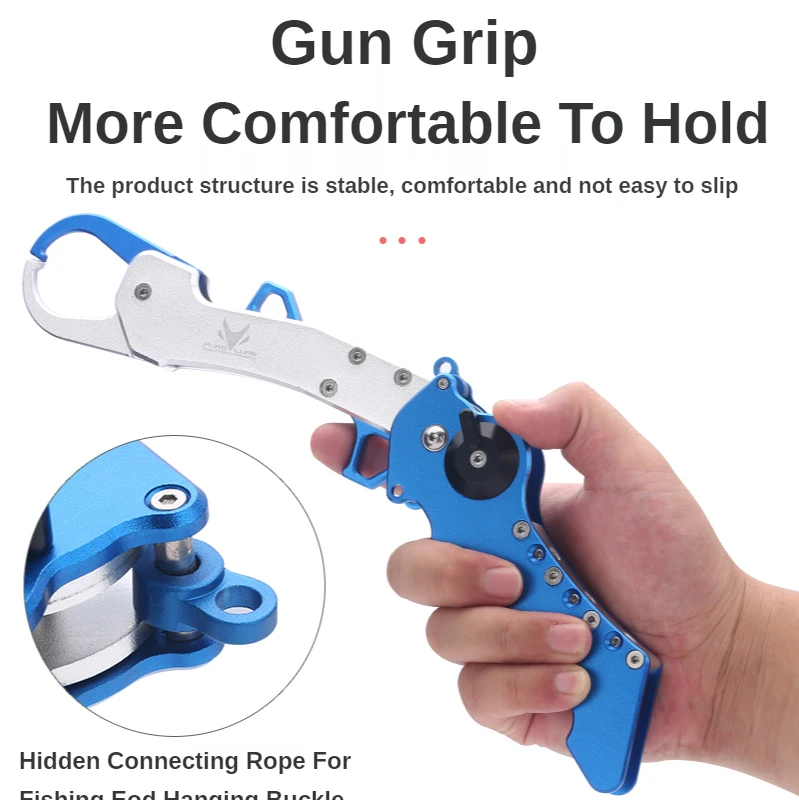 Herramientas de pesca PURELURE, pinza de labio de pesca de acero inoxidable, agarre de pez con cordón ajustable con cuerda de retención, herramientas de aparejos - imagen 3