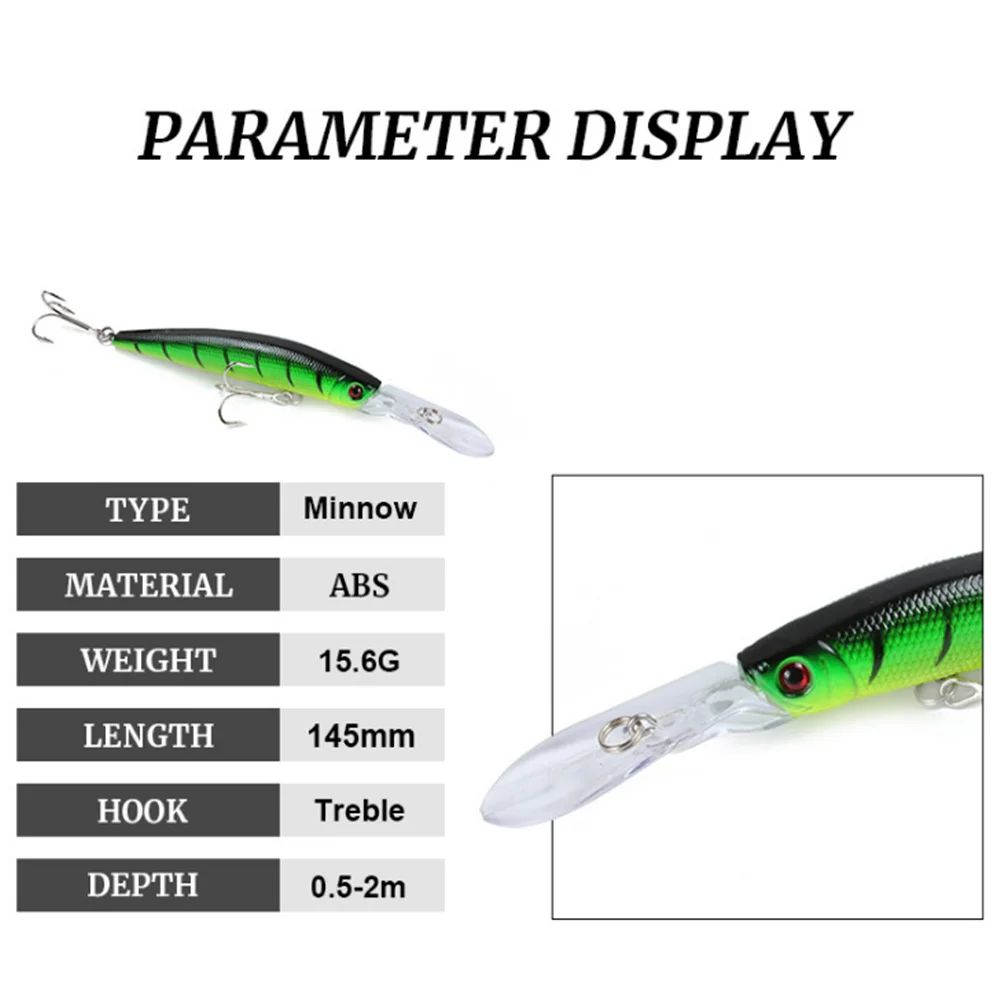 Señuelo de Pesca de pececillos, cebo duro Artificial con ojos 3D, 14,5 cm, 15,6g, Wobber de plástico, 1 pieza - imagen 3