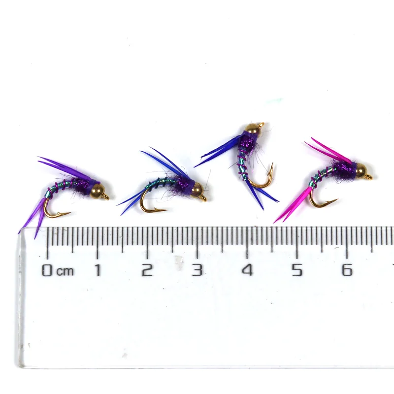 Bimoo-Cabeza de perla de latón brillante para pesca, 6 unidades, #12, Psycho Prince, Nymph, Crazy Purple, Prince, Nymph, Mosca, trucha - imagen 2