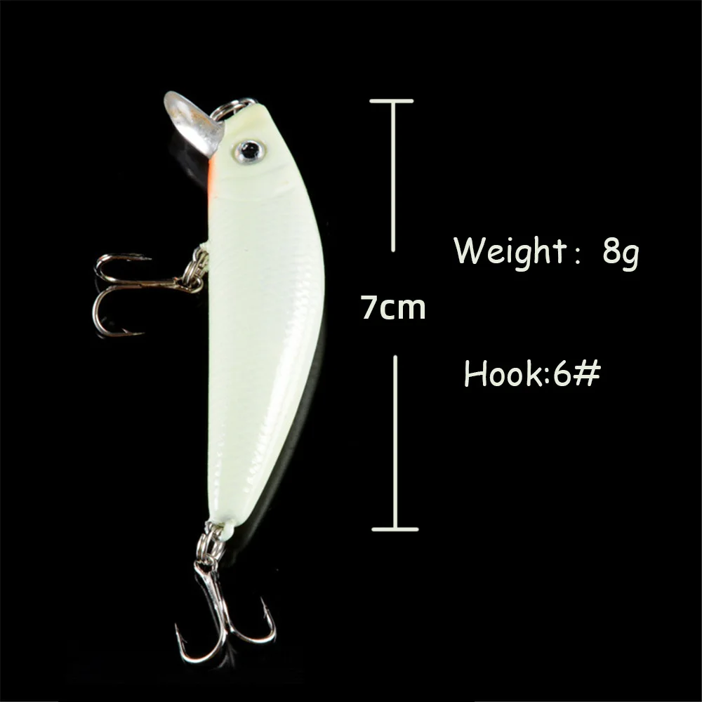 Señuelos de pesca de pececillo luminoso 3D, 1 Uds., 70mm, 8g, Wobblers artificiales de agua superior, cebos duros falsos, Crankbaits, cebo duro Artificial - imagen 5