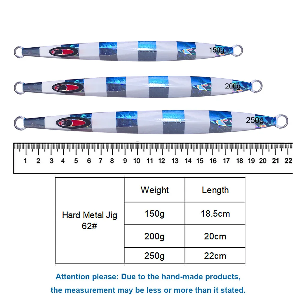 TEASER-señuelo luminoso de hundimiento rápido para Pesca Jigging, anzuelos de doble asistencia, para agua salada, J62, 150g, 200g, 250g - imagen 5