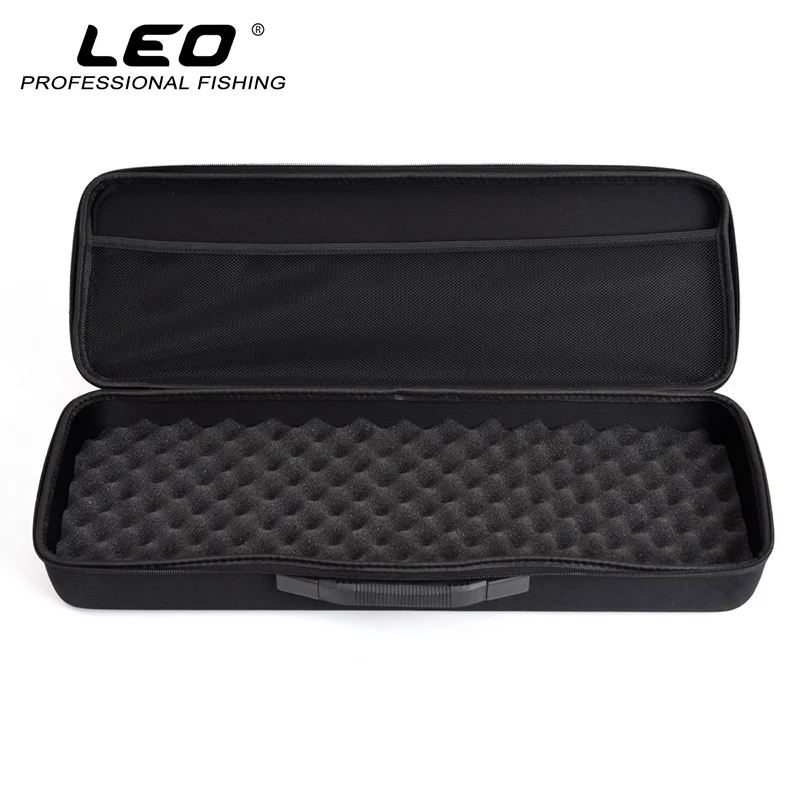 LEO-funda portátil para caña de pescar, funda de EVA negra a prueba de golpes, cubierta dura, esponja para caña de pescar, bolsa de almacenamiento para carrete - imagen 3
