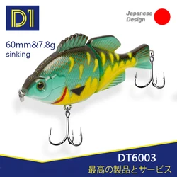 Señuelo Swimbait multisección D1 60mm con ojos 3D para Lucio
