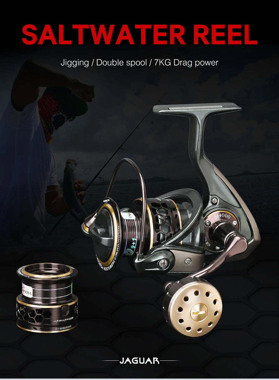 Experimente la emoción de la pesca de agua salada con el innovador carrete de agua salada de Jaguar