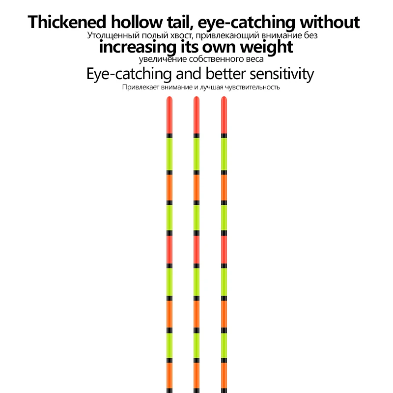 Flotadores de madera de Balsa de 3 piezas + 1 bolsa de ganchos + 1 boya de asiento, flotadores de cola hueca, Bobber de carga grande de plomo, accesorios de aparejos de pesca de aguas profundas - imagen 3