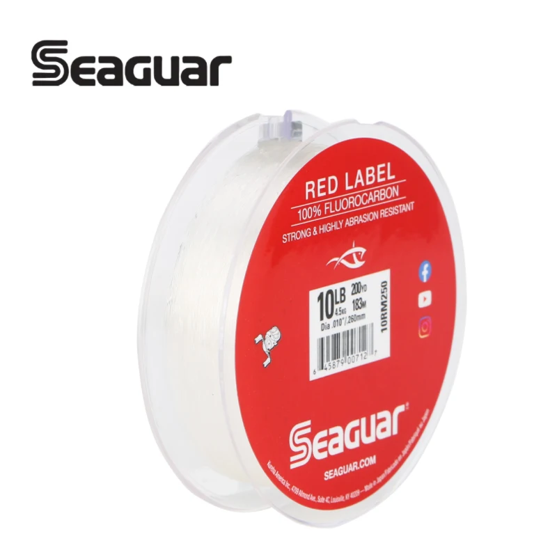 Seaguar-línea de pesca de fluorocarbono, etiqueta roja, 6LB, 8LB, 10LB, 12LB, prueba de fluorocarbono, fibra de carbono, carpa monofilamento, cable Leader - imagen 3
