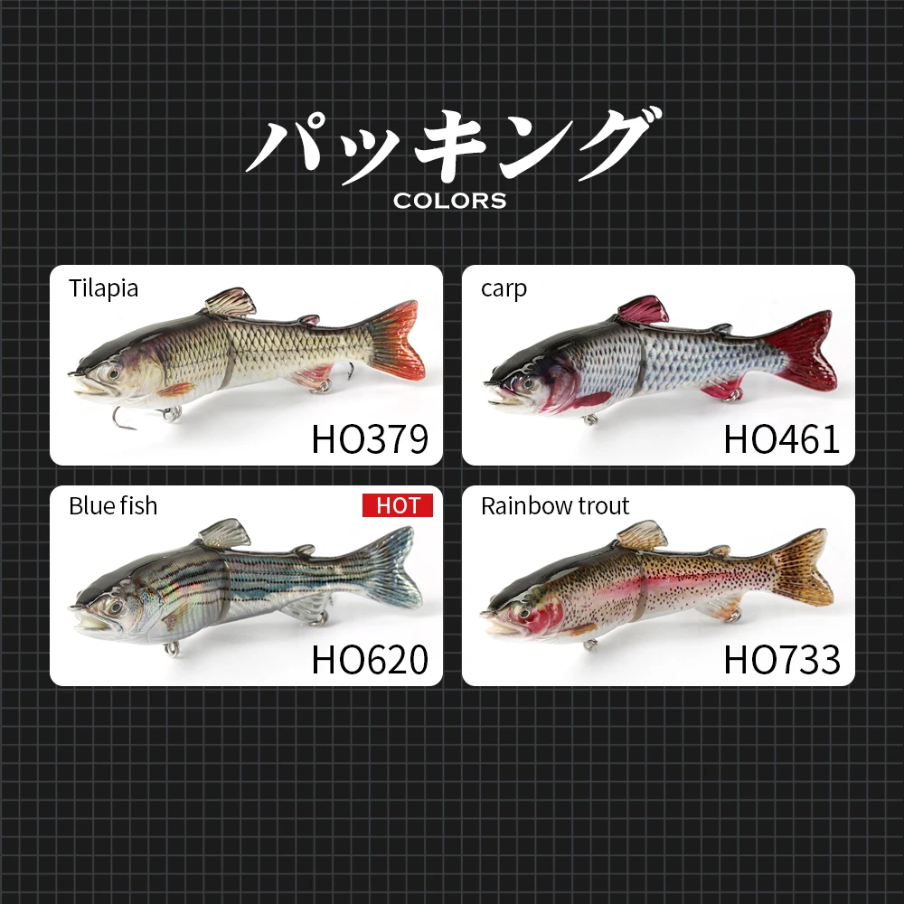 Hunthouse-señuelo de pesca Swimbait de múltiples secciones, cebo duro Artificial de hundimiento lento, aparejos de lubina de Lucio de agua salada, 185mm, 65g - imagen 5