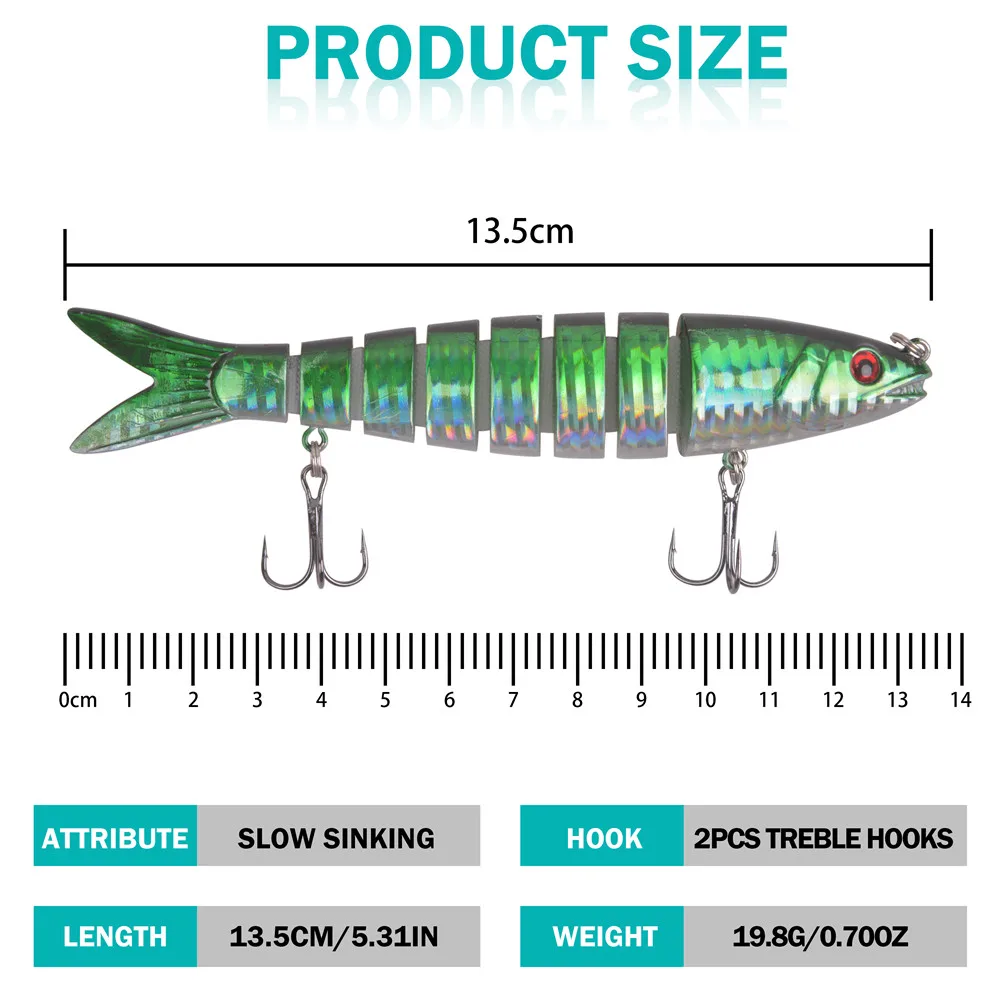 Señuelos de Pesca de lubina, Set de 5 unids/bolsa de 20g, señuelos multiarticulados, Swimbaits, cebo de pesca Topwater duro, cebo de trucha Artificial realista - imagen 2
