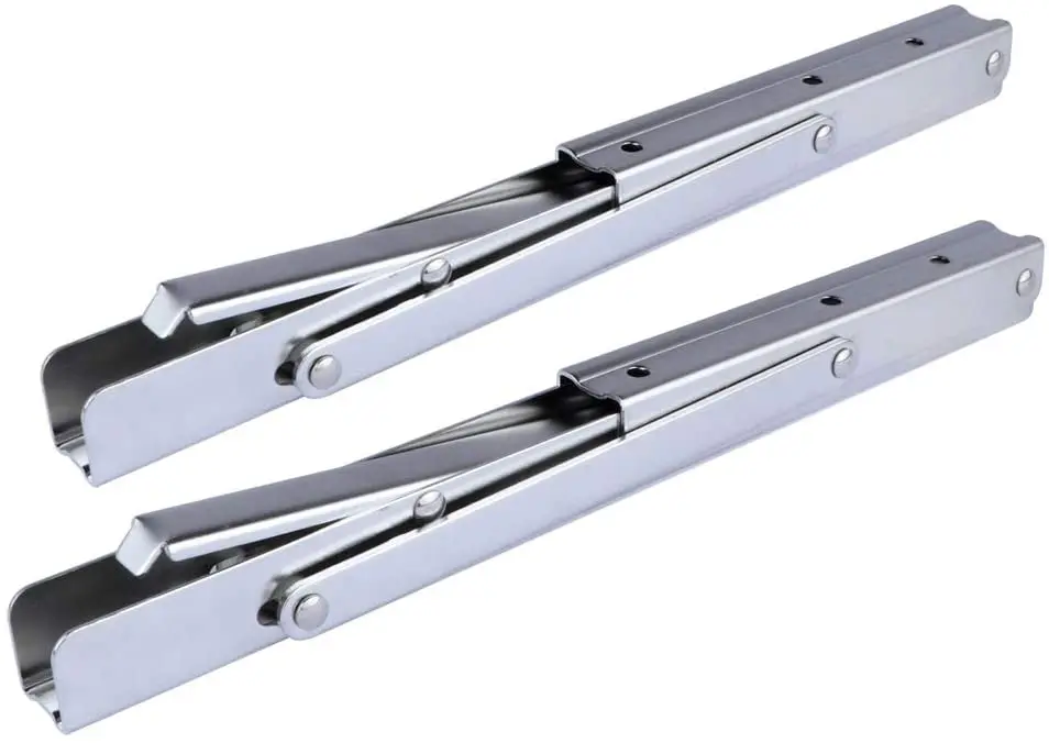 Soporte de mesa de estante plegable, banco, carga máxima de 330 libras (mango de liberación larga), 2 unidades