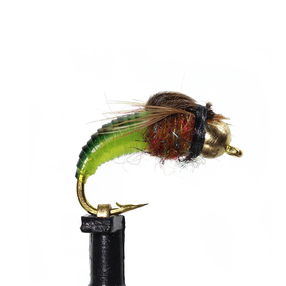 Bimoo-señuelo para pesca de trucha, cebo Artificial para insectos, cabeza de cuentas de latón, 8 piezas, n. ° 12, N. ° 14 - imagen 4