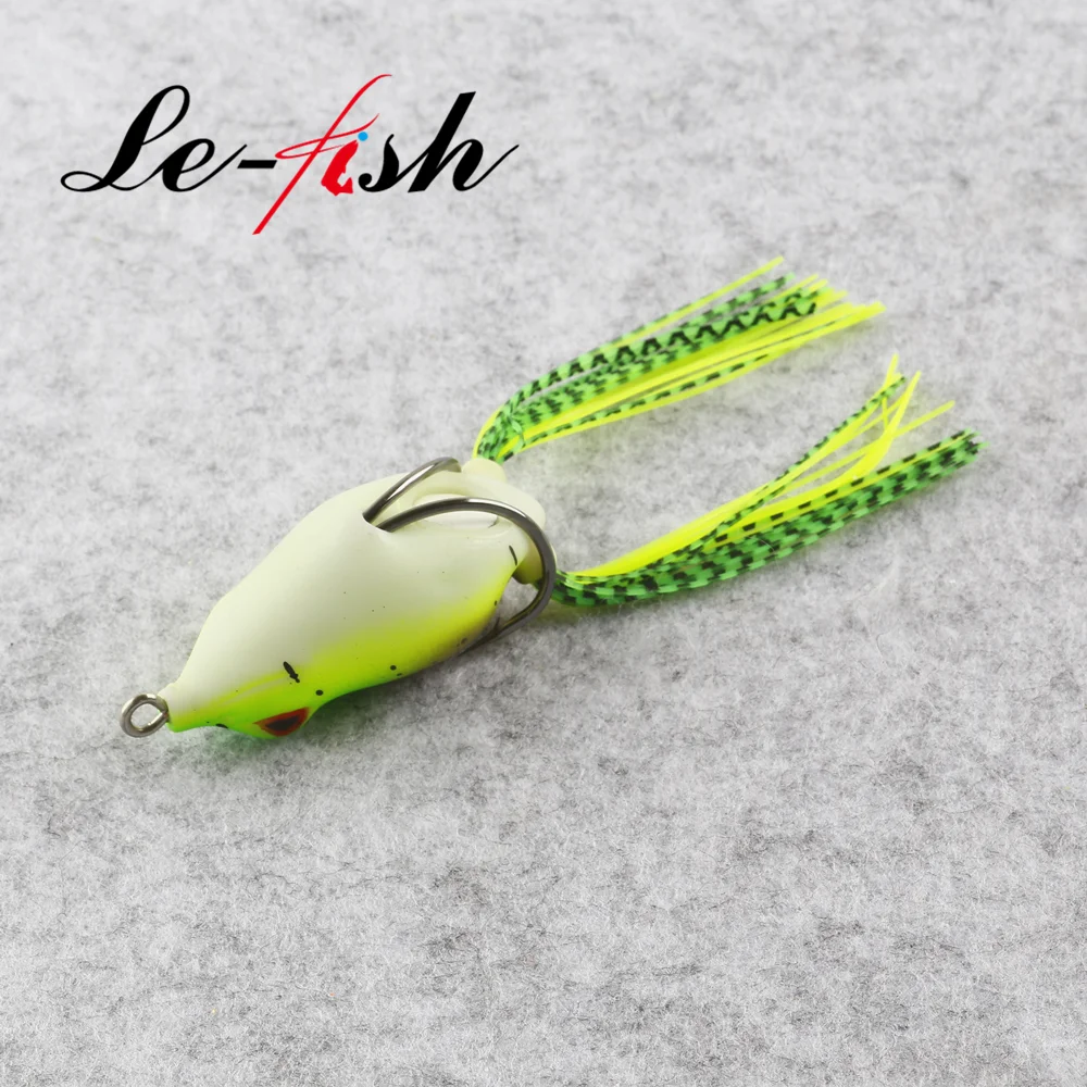 Le-fish-señuelo de pesca Artificial de rana suave, cebos de cabeza de serpiente, aparejos de pesca de lubina con caja de venta al por menor, 6g/12g, nuevo