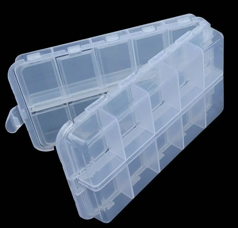 Caja de señuelos de pesca de 20 celdas, dos niveles, 16cm * 9,5 cm * 3,9 cm con fuerza transparente Visible, aparejos de pesca, caja de cebo - imagen 4