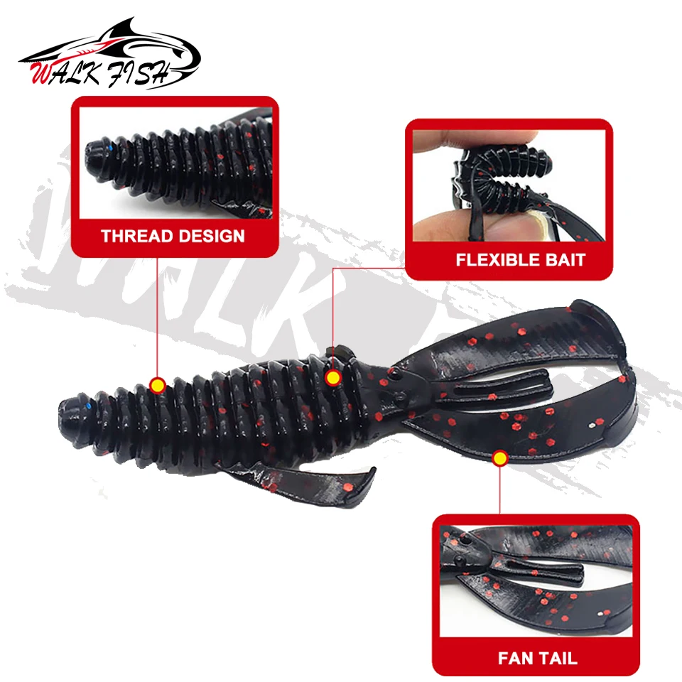 WALK FISH RGBUG señuelo de pesca suave, anzuelo de 80mm y 120mm, Wobblers, Swimbait, cebos de silicona, camarón, lubina, perca, cebo artificial - imagen 4