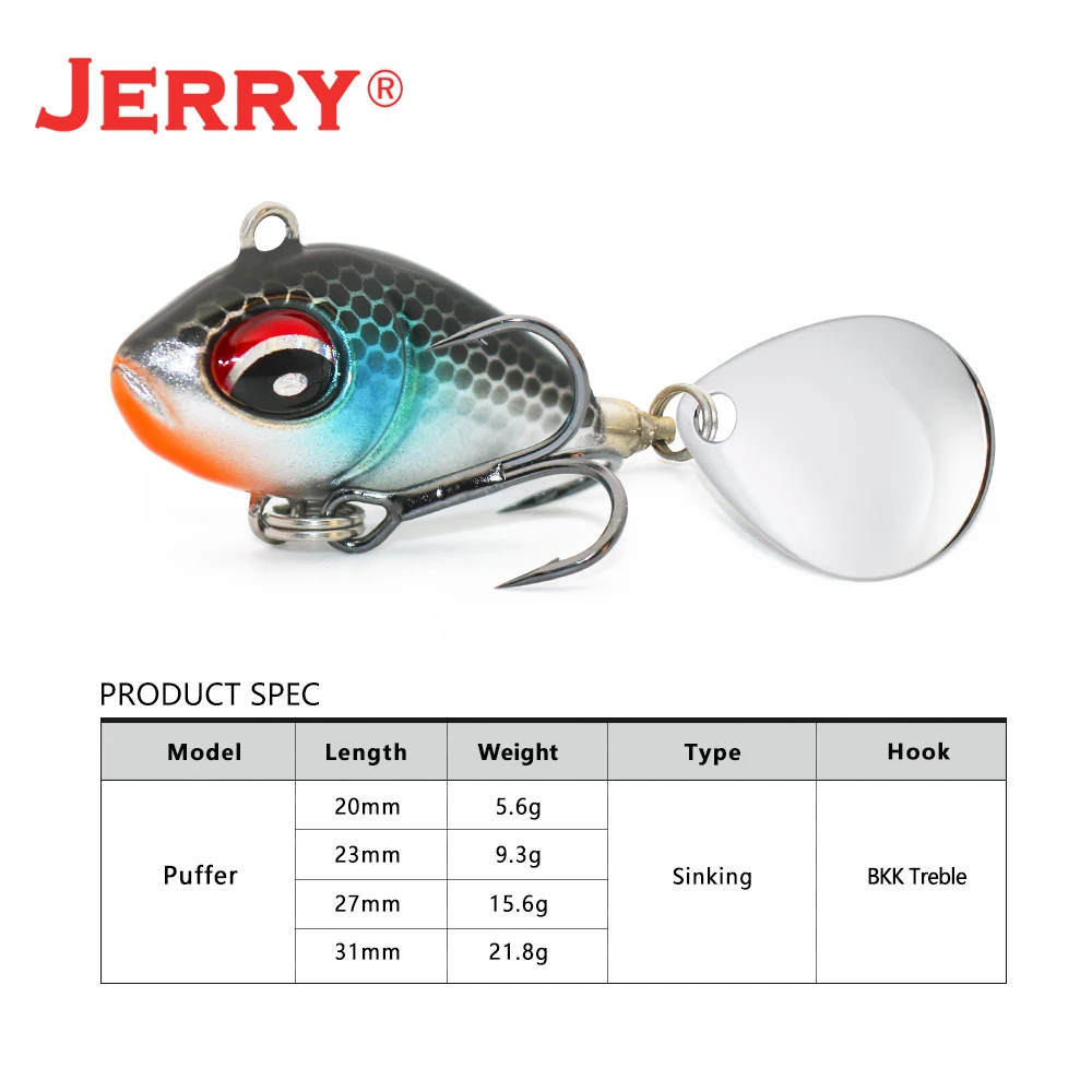 Jerry Puffer Metal VIB vibración señuelo de Pesca giratorio cebo intermitente cola de hoja 5,6g 9,3g 15,6g 21,8g Wobbler señuelos aparejos de Pesca - imagen 3