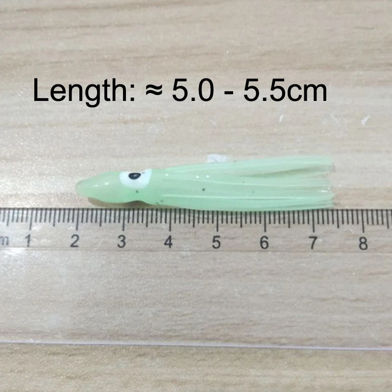 2 bolsas = 16 Uds. Falda de calamar suave de 5cm aparejos de pesca pesca en el mar señuelos blandos pulpo cebo hilos faldas mezcla de colores Lumo rojo azul 5cm - imagen 4