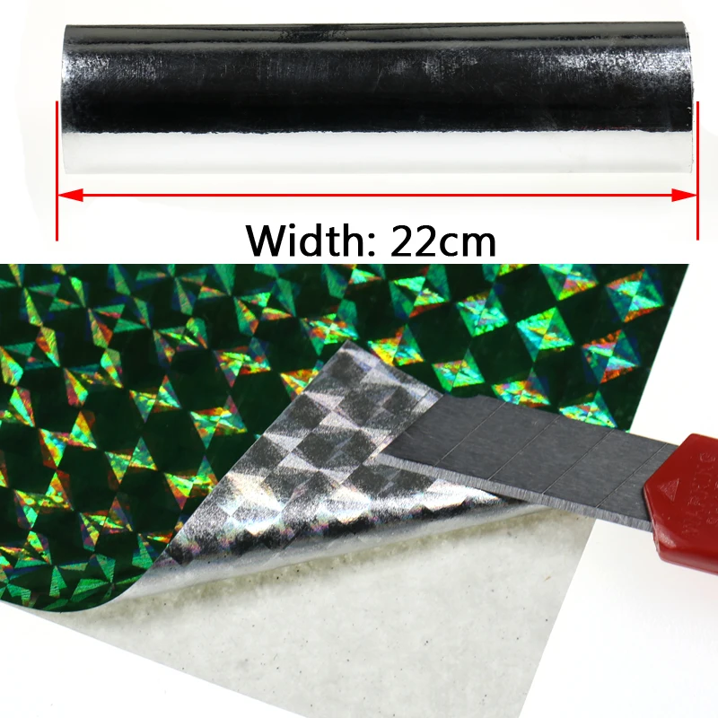 1 rollo de señuelo de pesca de agua salada de 5m x 22cm, Material de fabricación de piel, película adhesiva holográfica, cinta adhesiva Flash, calcomanía de cebo Sabiki - imagen 2