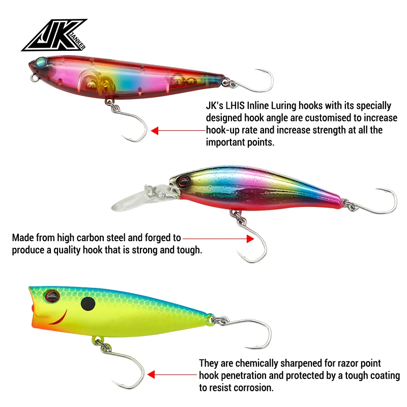 JK LHIS-anzuelo de pesca de acero con alto contenido de carbono, anzuelo para pesca marina, resistente a la corrosión, 1 #/ 2 #/ 4 #/ 6 #