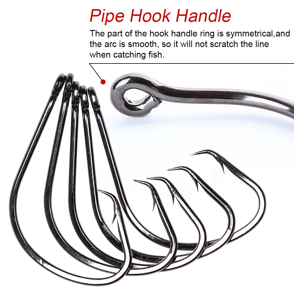 Elllv-anzuelos de pesca de agua salada, accesorio de Color negro, Círculo Deportivo, aparejos de pesca, 200 piezas #1/0 - #8/0 - imagen 5