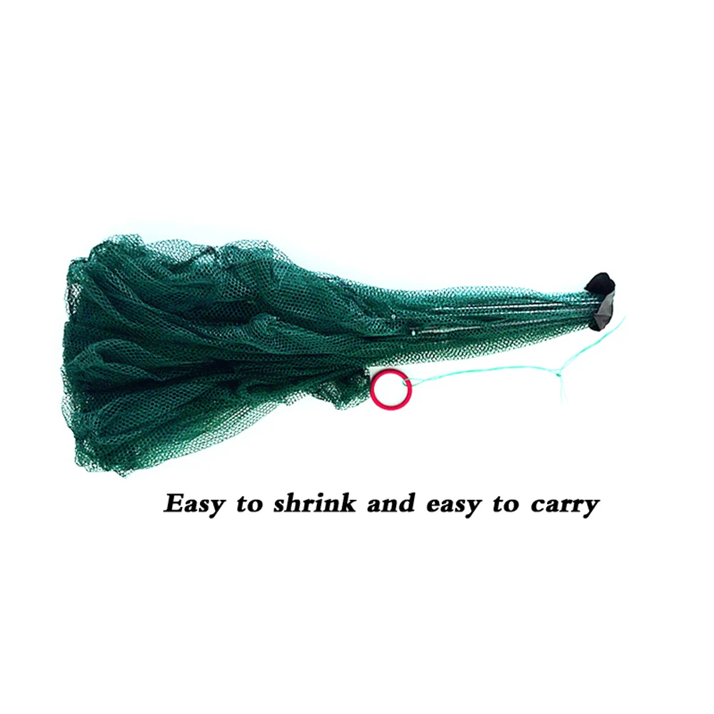 Red de pesca automática reforzada con 2-12 agujeros, jaula para camarones, trampa para peces plegable de nailon, redes fundidas, red de pesca plegable para exteriores - imagen 2