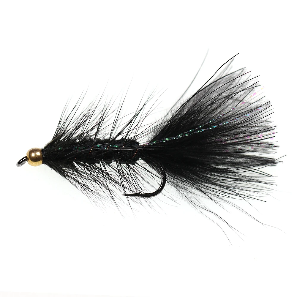 ICERIO-SEÑUELOS DE pesca con mosca, cabeza de cuentas de latón, anzuelo de atado de moscas de agua salada, trucha, cebo, 6 uds.