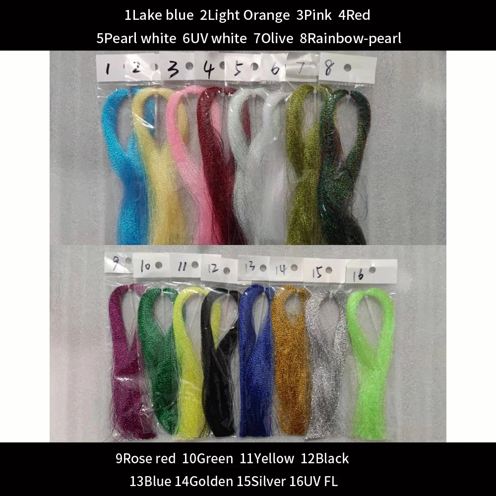 Wifreo, 100 paquetes de cristal holográfico Flashabou Krystal, oropel Flash, materiales para atar moscas, hebras retorcidas, oropel, artesanía de cola de ala - imagen 2