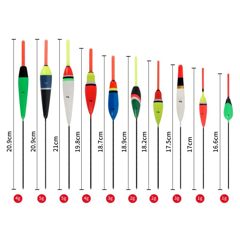 Topline-flotadores de pesca multiposión, Boya Luminosa, palo Bobber, aparejos de pesca, tamaño mixto 2g-6g, 10 unidades - imagen 3